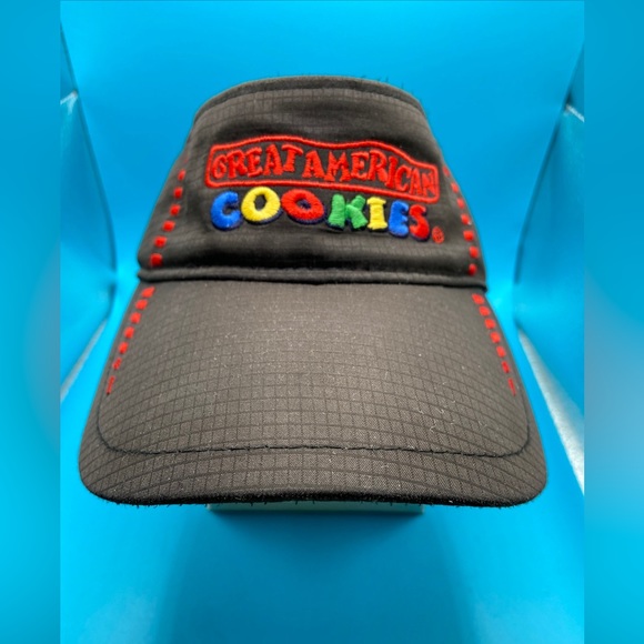 Great American Cookies Employee Black Adjustable Capamerica Visor Hat Cap. EUC - Picture 1 of 7